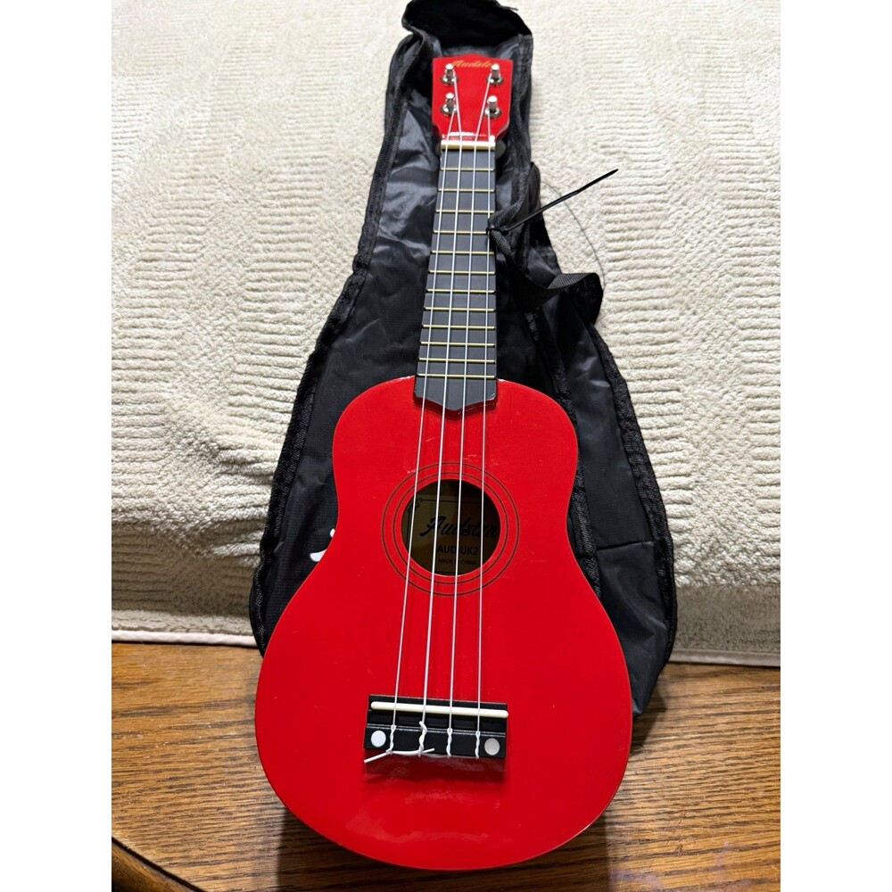 Audster AUDUK2 Acoustic 4-String Ukulele Gloss Red Wood Top w/ Bag 12-Fret